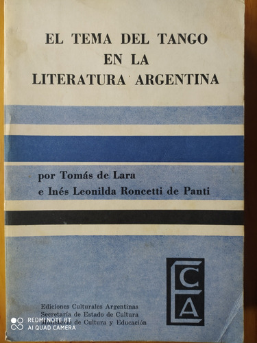 El Tema Del Tango En La Literatura Argentina / Tomás De Lara