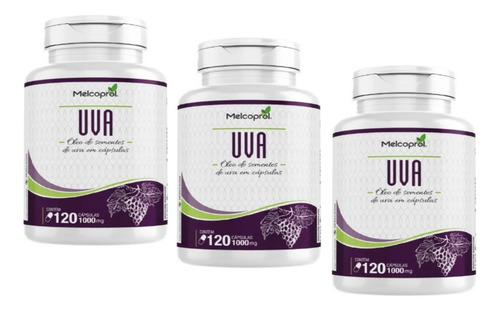 Kit 3 - Óleo De Semente De Uva Melcoprol - 3x120 Cápsulas