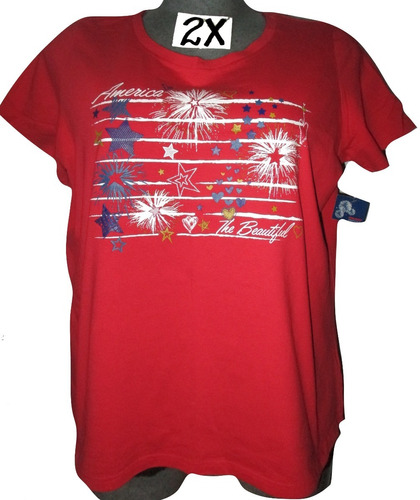 Blusa Camiseta Roja Con Estrellas Talla 2x (38/40) Holiday E