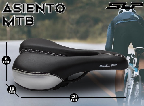 Imagen 2 de 10 de Asiento Bicicleta Antiprostático Mtb Ancho Slp Acolchado