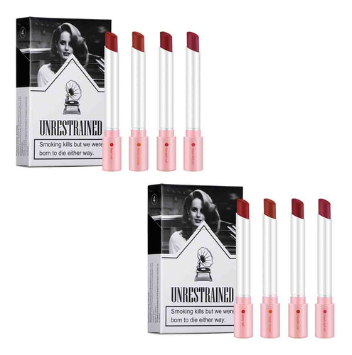 Set De 8 Lápices Labiales Mate Sin Color, 24 Horas