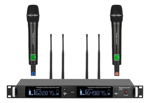 Sistema De Micrófono Inalámbrico Profesional Uhf Dual...