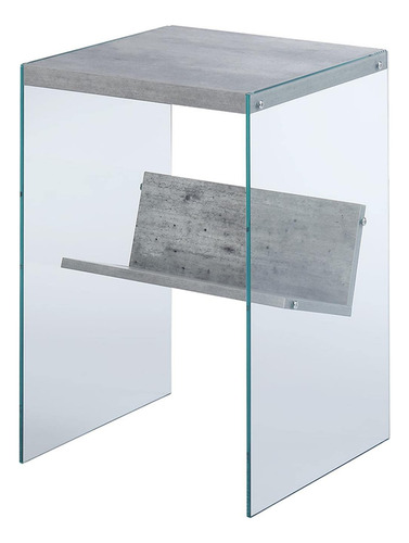 Mesa Auxiliar De Cristal Con Estante Abedul Sintético