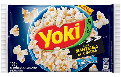 Yoki pipoca para micro-ondas manteiga de cinema pacote 100g