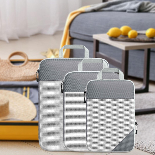 Cubos De Embalaje De Compresión 3 Piezas Organizador Gris