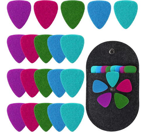 20 Púas De Fieltro Corazón Multicolor Para Ukelele Con Estuc