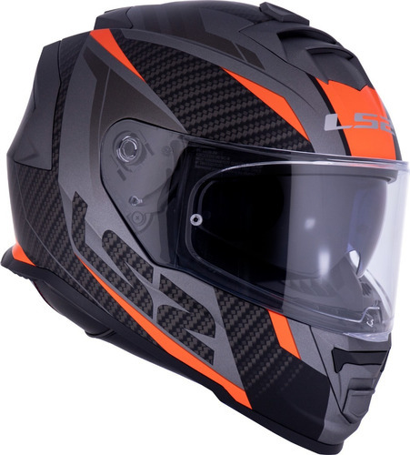 Capacete Ls2 Storm Ff800 Faster Laranja/titanium Lj Oficial