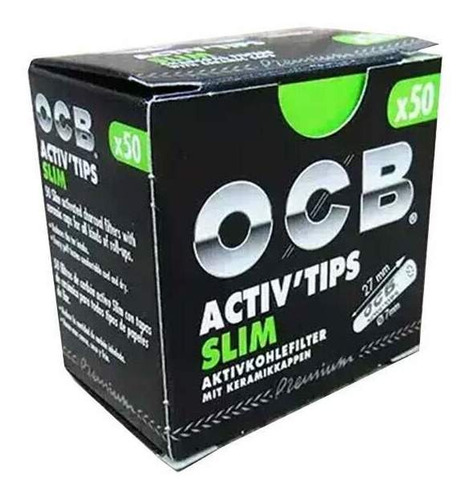 Filtro Para Cigarro Ocb Activ Tips Slim 7mm Caixa Com 50