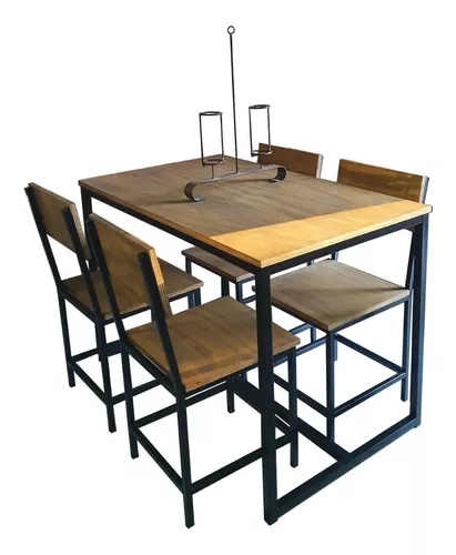 Mesa Industrial Comedor Hierro Y Madera 160 X 80 Laqueada