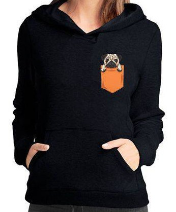 Sudadera Estilo Hoodie Hermoso Modelo Perro Pug Bolsillo