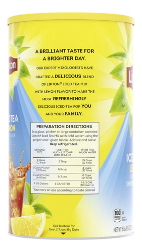 Lipton Iced Tea Americano Te Helado Limon 3 Botes 2.54kg C/u