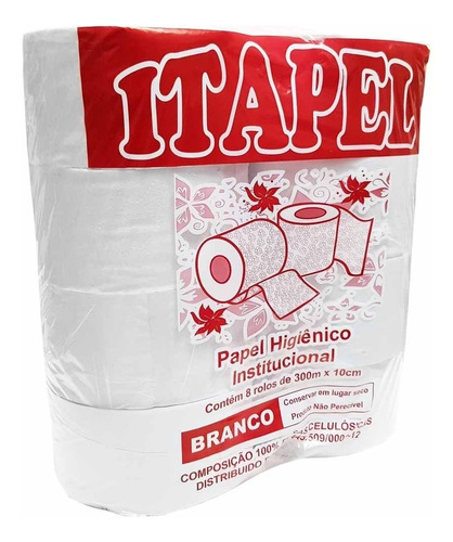 Papel Higiênico Rolão 300 Metros Branco Itapel 8 Rolos