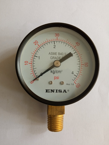 Manometro 0-60 Psi , Dial 2 1/2 , Conexion Inf. Laton, Enisa