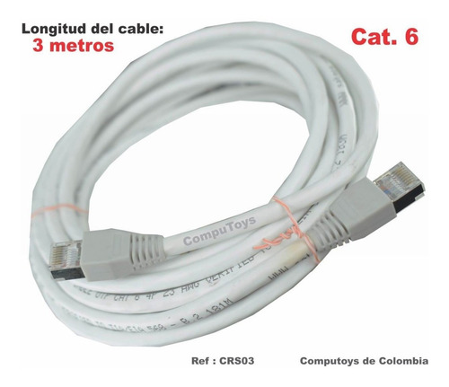 Imagen 1 de 6 de Conecte Modem Cable Utp Cat.6 3m Ref: Crs03 Computoys Sas