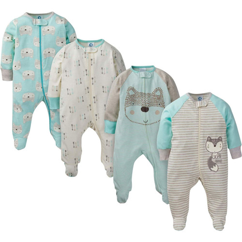 Pack De 4 Pijamas Para Bebé Niño, Gerber, Talla 0-3