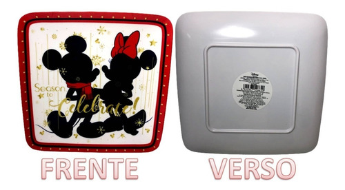 Conjunto 02 Pratos Decorativos Mickey E Minnie Natal Disney