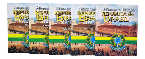 5 Álbuns Cédulas República Brasil 1942 Até Real Vazio