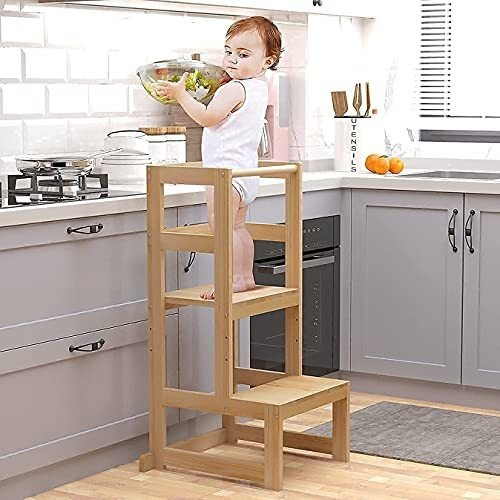 Taburete De Cocina Niños Pequeños 3 Altura Ajustable...