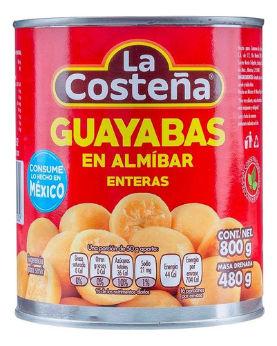 3 Pza Guayabas En Almíbar La Costeña Enteras 800 G
