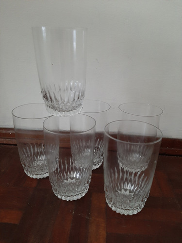 Vasos De Cristal Tallados Corte Diamante X6. Impecables