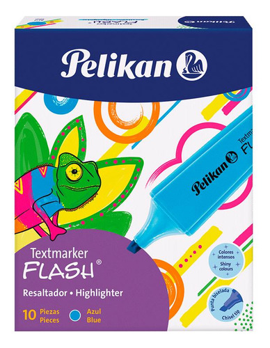 Resaltador Chato Pelikan Flash Fluo X10 Elegí El Color Color Celeste