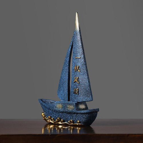 Sailing Ship Statue Feng Shui Decoration Table Figurine