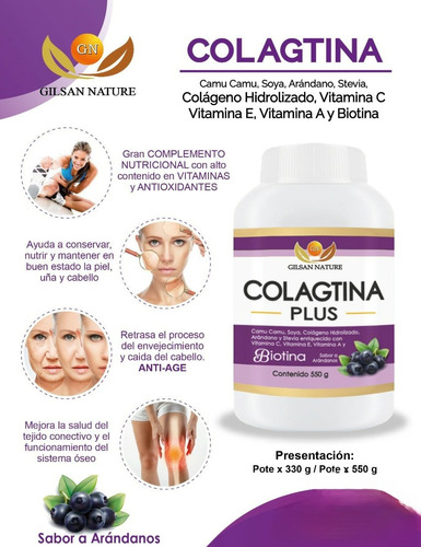 Colagtina Plus Colágeno Con Biotina 550grs Gilsan Nature