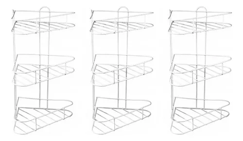 Set X3 Esquinero Organizador Ducha 3 Estantes Baño Reforzado