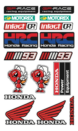 Honda Moto Deportiva Set De Stickers Para Personalizar Ho09