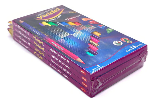 Lapices De Colores Vividel Doble Color 12 Colores +1