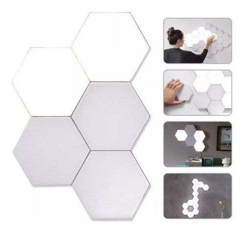 Juego 6 Luces Led Hexagonal Para Ensamble Con Control Remoto