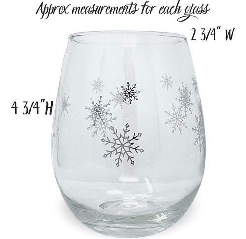 Banberry Designs Juego De Copas De Vino De Invierno Con Copo