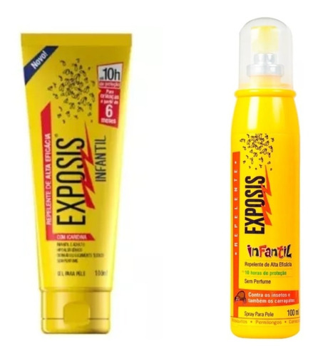 2 Repelentes Exposis Infantil (spray E Gel) 100 Ml 