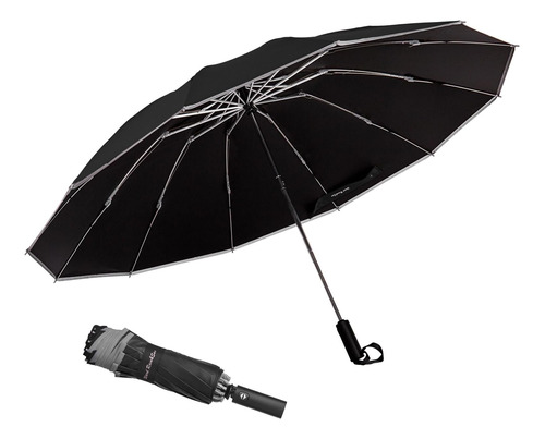 Ward Rain&sun Paraguas Invertido Plegable 12 Varillas - Negr