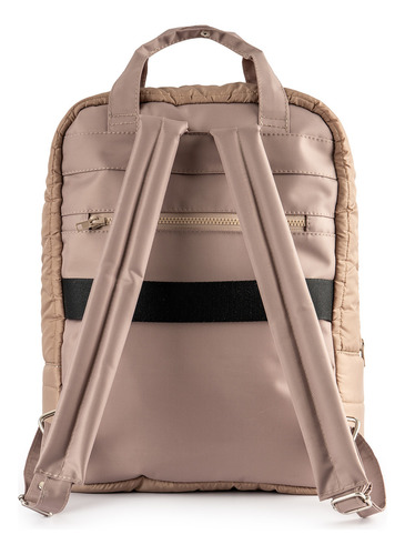 Mochila Olimpia Puffer Merope Color Beige Diseño De La Tela Rayas