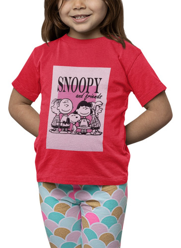 Polera Niña Snoopy Charlie Brown Comic Estampado Algodon