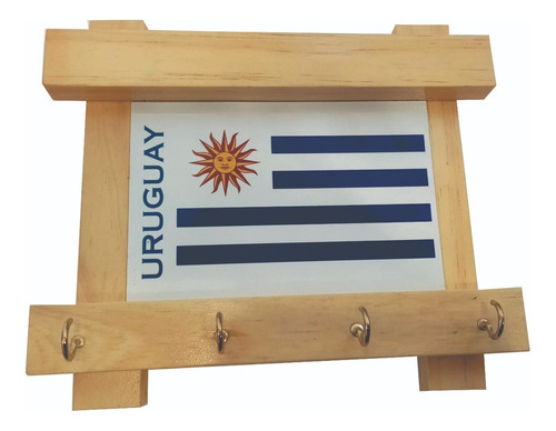 Portallaves Artesanal De Madera Bandera Uruguay 