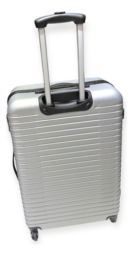Valija De Viaje Grande L 4 Ruedas Color Plata Importadas Plateado Acanaladas