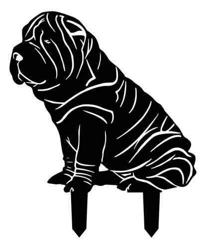 Silueta Metal Para Perro Decoracion Jardin Estatua Shar Pei