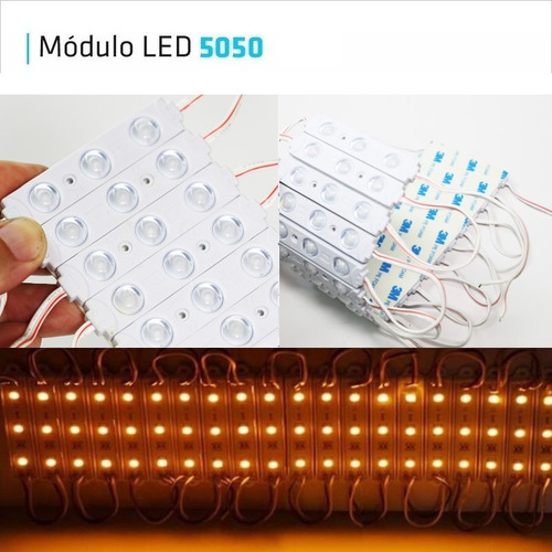 Modulo Led 5050 Smd 3 Chips 30lm Ambar 12v Exterior Pack 100