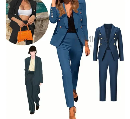 Traje sastre azul mujer hot sale