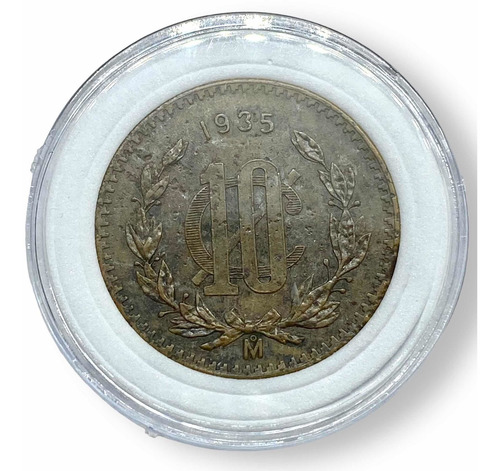 Moneda Cobre 10 Centavos Mexico Holograma 1935 Encapsulada (Usado)