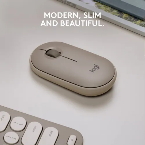 Mouse Wireless Bluetooth Logitech Pebble M350 Grey Milk Color Marrón
