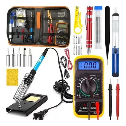 Kit Soldador Eléctrico Cautín 220v 60w Regulable Multímetro