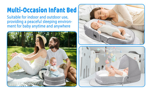 Moisés De Viaje Portátil Para Bebé Plegable Con Mosquitera