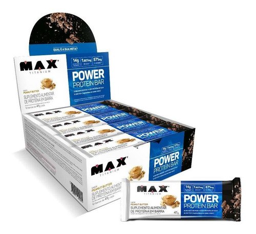 Power Protein Bar 41g Display Com 12 Unid Max Titanium Sabor Peanut butter