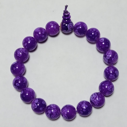 Pulsera Tibetana De 18 Cuentas De Vidrio Color Violeta