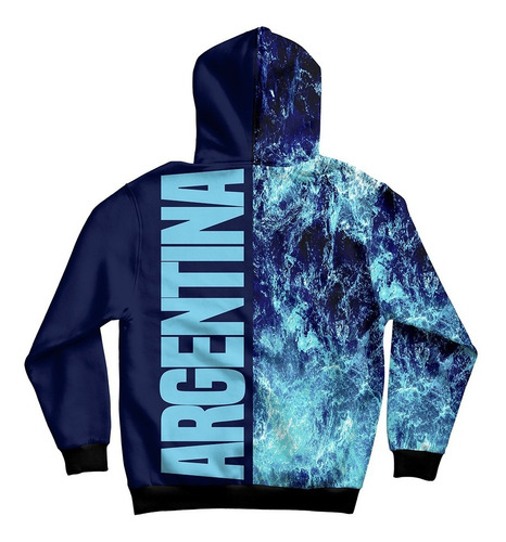 Imagen 2 de 2 de Buzo Hoodie Argentina Azul Y Celeste Mod 1