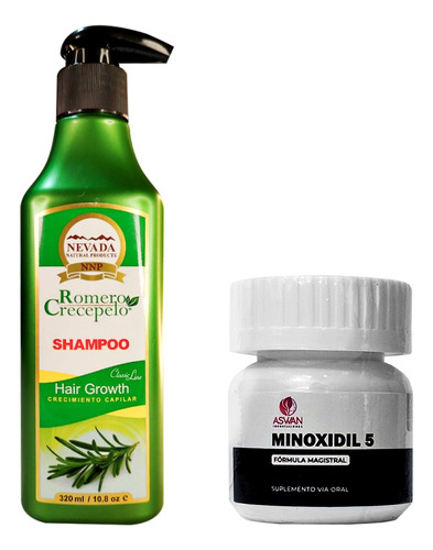 Shampoo Romero Crecepelo + Capsulas De Minoxidil 5mg X 60und