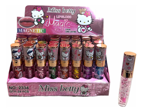 Pack 6 Brillos Labiales Magicos Premium Glitter Hello Kitty